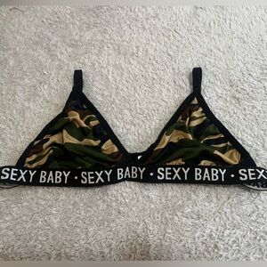 Size XL “Sexy Baby” Camo Bralette – Stretchy & Flirty